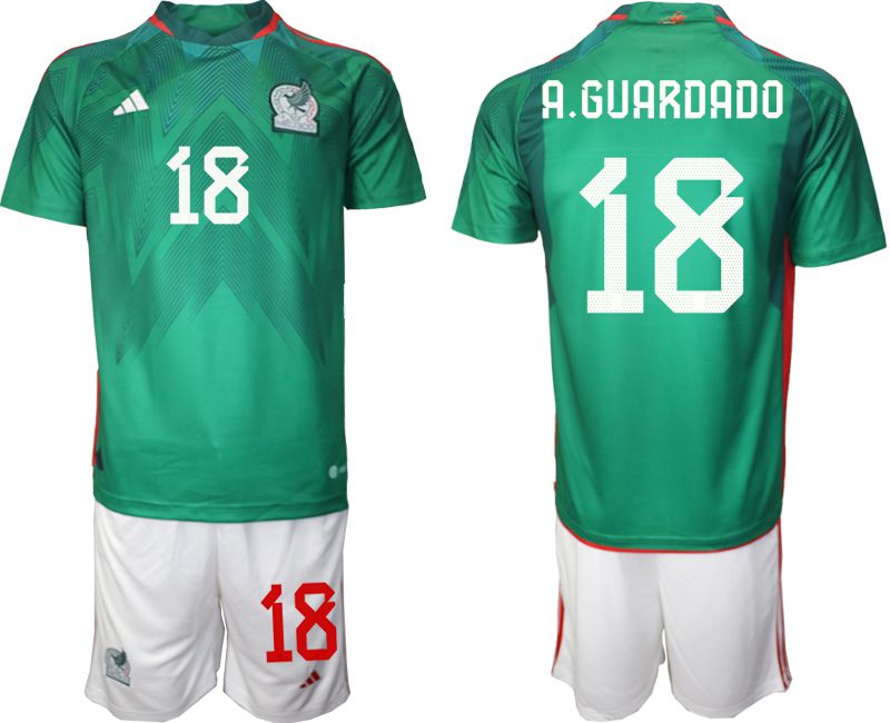 Men 2022 World Cup National Team Mexico home green #18 Soccer Jerseys